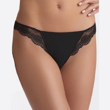 Simone P R Le String Romance Noir Pas Cher Sur Lingerie De Marques Fr